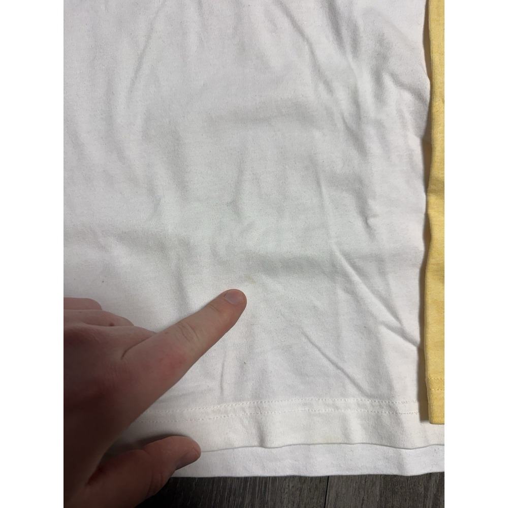 Brooks Brothers Men's XL White Yellow Baseball Tee Shirt Long Sleeve Logo - Picture 6 of 6